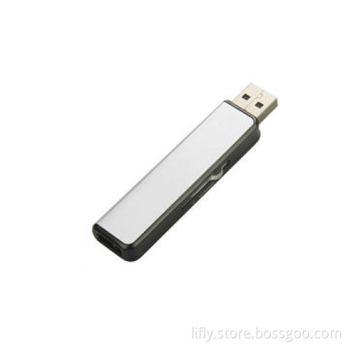 Retractable USB with Aluminum Silver Housing, Grade A Chip, with Full Capacity
